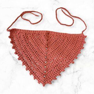 Crochet Picot Hair Bandana Rust Color for Teens or Adults, Brand New Handmade